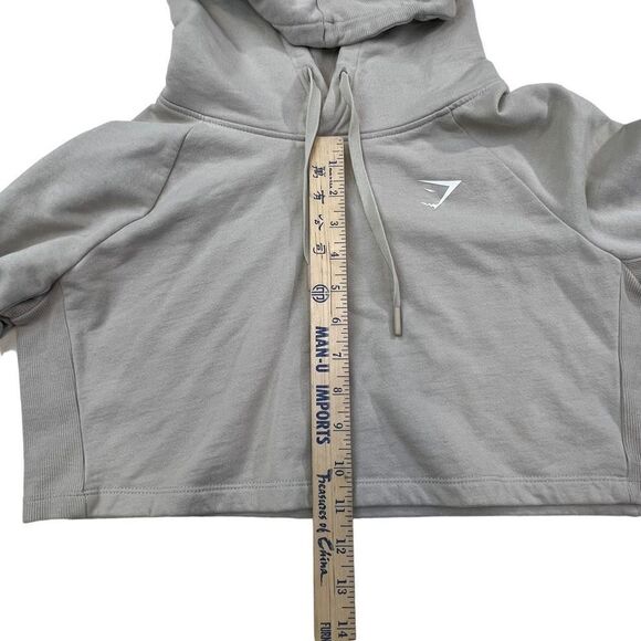 Gymshark Womens Cropped Training Athletic Fleece Hoodie Taupe Neutral Size Small - Picture 4 of 8